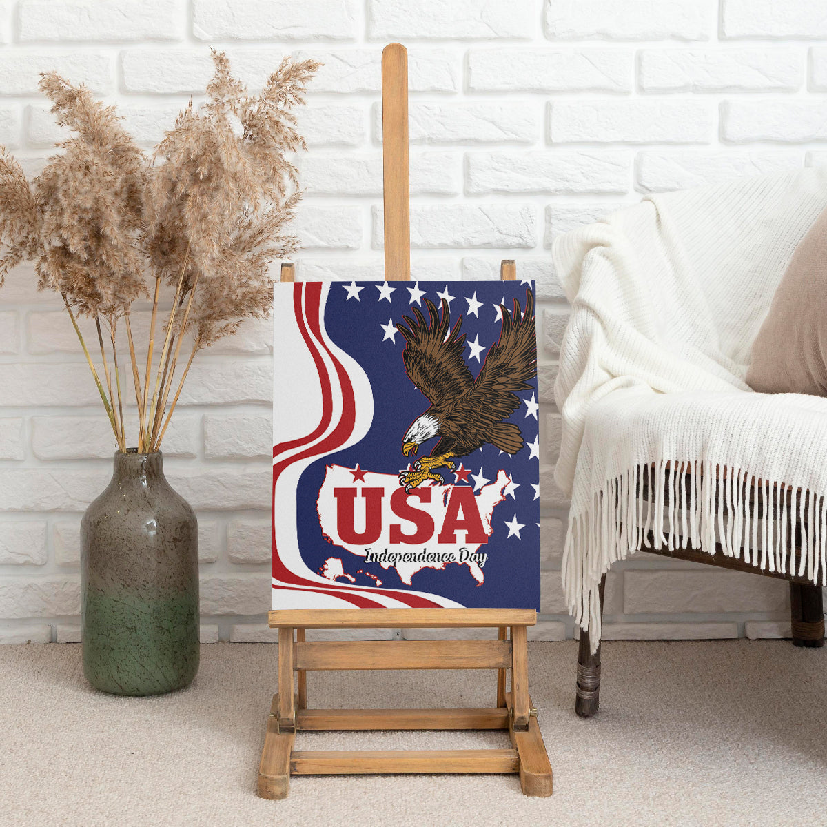 United States Independence Day Canvas Wall Art USA Bald Eagle Happy 4th Of July - Wonder Print Shop
