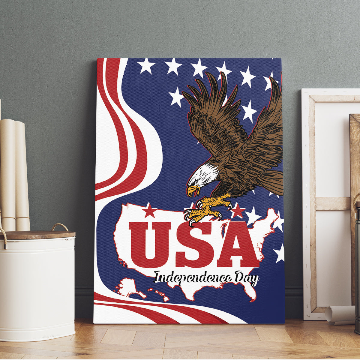United States Independence Day Canvas Wall Art USA Bald Eagle Happy 4th Of July - Wonder Print Shop
