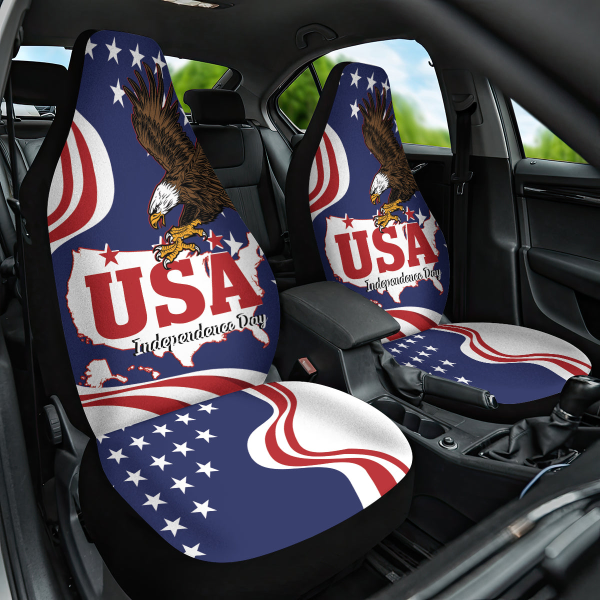 United States Independence Day Car Seat Cover USA Bald Eagle Happy 4th Of July - Wonder Print Shop