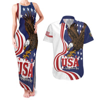 United States Independence Day Couples Matching Tank Maxi Dress and Hawaiian Shirt USA Bald Eagle Happy 4th Of July - Wonder Print Shop