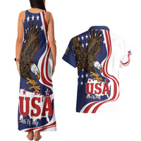 United States Independence Day Couples Matching Tank Maxi Dress and Hawaiian Shirt USA Bald Eagle Happy 4th Of July - Wonder Print Shop