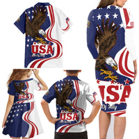 United States Independence Day Family Matching Long Sleeve Bodycon Dress and Hawaiian Shirt USA Bald Eagle Happy 4th Of July - Wonder Print Shop