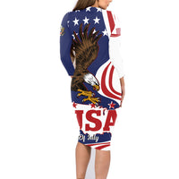 United States Independence Day Family Matching Long Sleeve Bodycon Dress and Hawaiian Shirt USA Bald Eagle Happy 4th Of July - Wonder Print Shop