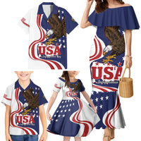 United States Independence Day Family Matching Mermaid Dress and Hawaiian Shirt USA Bald Eagle Happy 4th Of July - Wonder Print Shop
