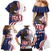 United States Independence Day Family Matching Mermaid Dress and Hawaiian Shirt USA Bald Eagle Happy 4th Of July - Wonder Print Shop