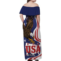 United States Independence Day Family Matching Off Shoulder Maxi Dress and Hawaiian Shirt USA Bald Eagle Happy 4th Of July - Wonder Print Shop