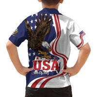 United States Independence Day Family Matching Off Shoulder Short Dress and Hawaiian Shirt USA Bald Eagle Happy 4th Of July - Wonder Print Shop