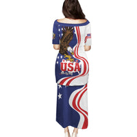 United States Independence Day Family Matching Puletasi and Hawaiian Shirt USA Bald Eagle Happy 4th Of July - Wonder Print Shop