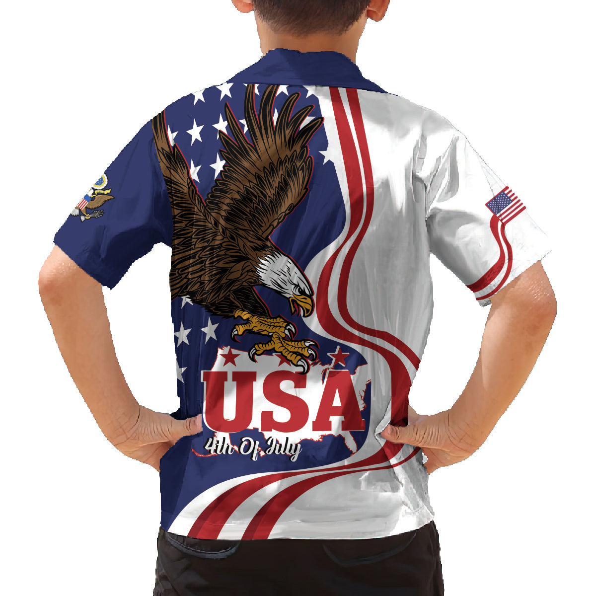 United States Independence Day Family Matching Summer Maxi Dress and Hawaiian Shirt USA Bald Eagle Happy 4th Of July - Wonder Print Shop