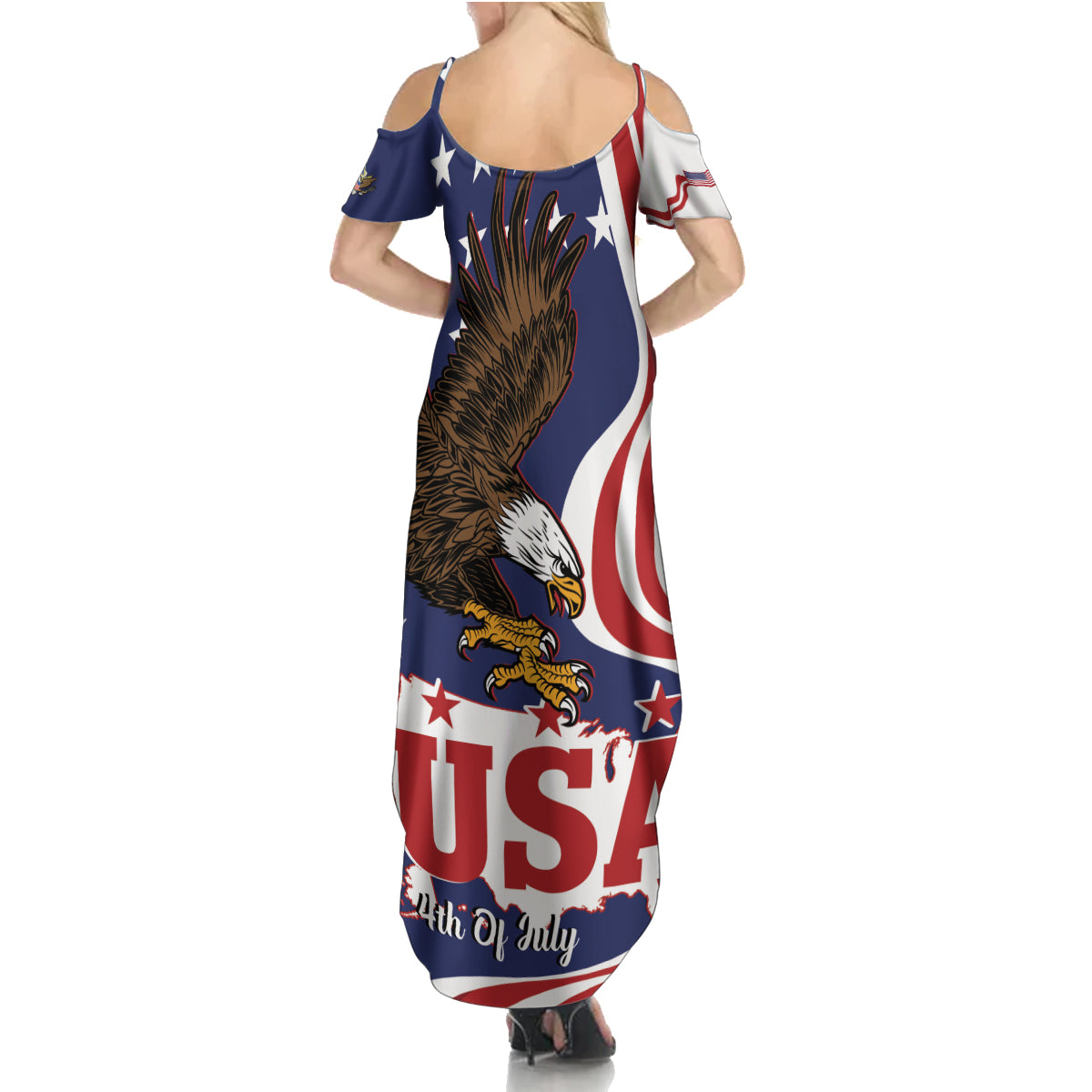 United States Independence Day Family Matching Summer Maxi Dress and Hawaiian Shirt USA Bald Eagle Happy 4th Of July - Wonder Print Shop