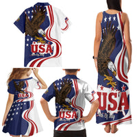 United States Independence Day Family Matching Tank Maxi Dress and Hawaiian Shirt USA Bald Eagle Happy 4th Of July - Wonder Print Shop
