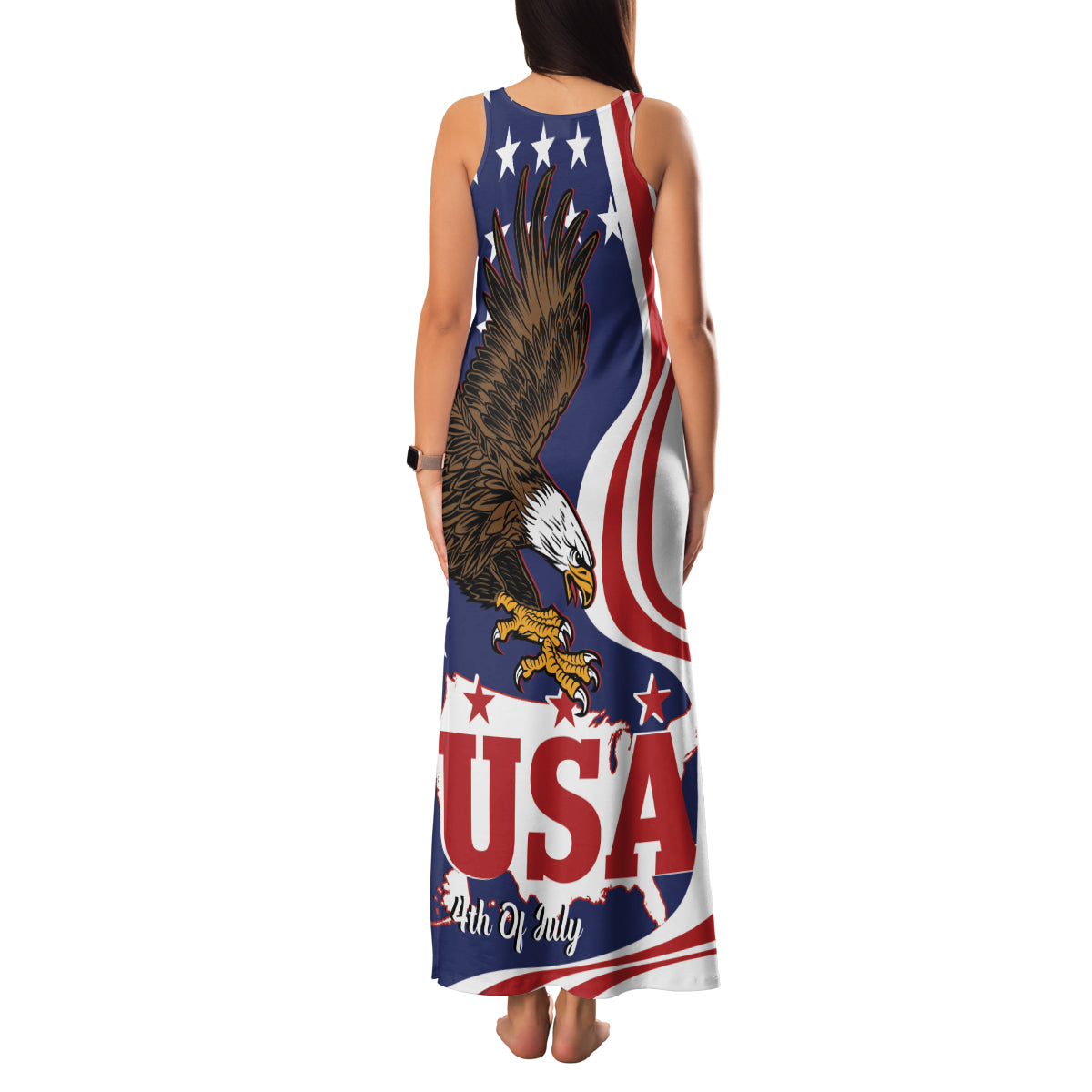 United States Independence Day Family Matching Tank Maxi Dress and Hawaiian Shirt USA Bald Eagle Happy 4th Of July - Wonder Print Shop