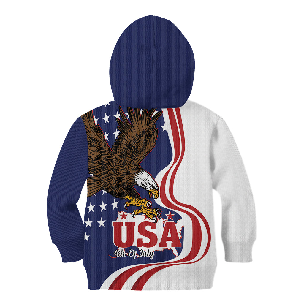 United States Independence Day Kid Hoodie USA Bald Eagle Happy 4th Of July - Wonder Print Shop
