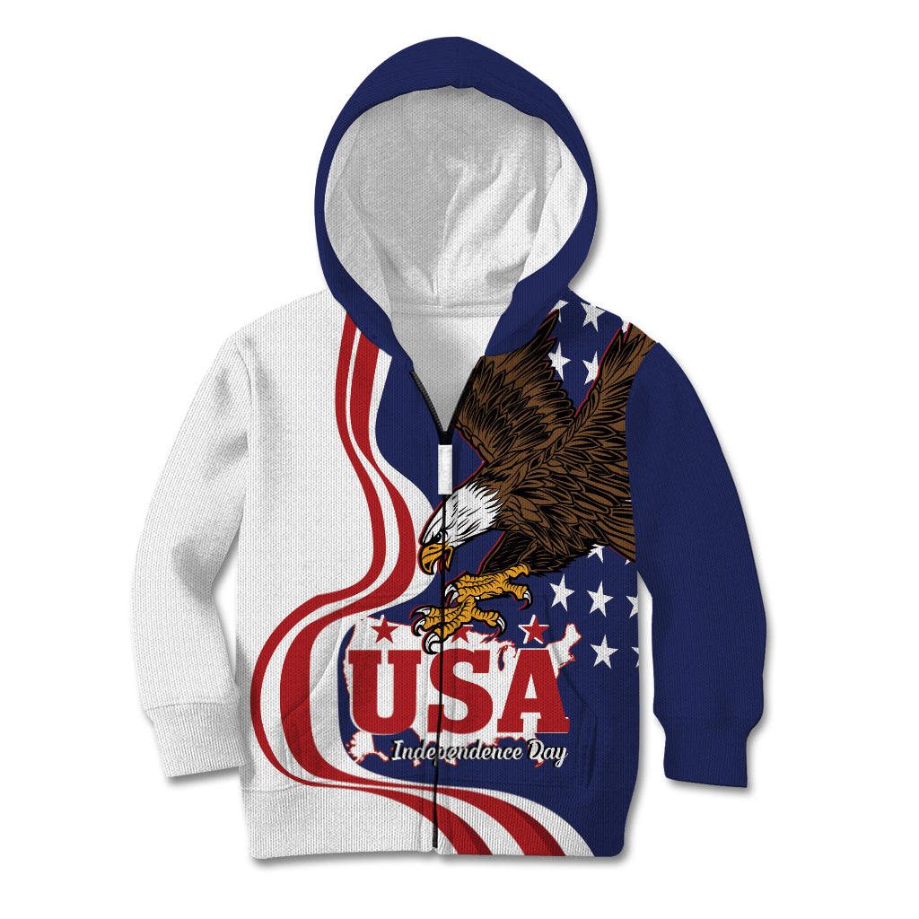 United States Independence Day Kid Hoodie USA Bald Eagle Happy 4th Of July - Wonder Print Shop
