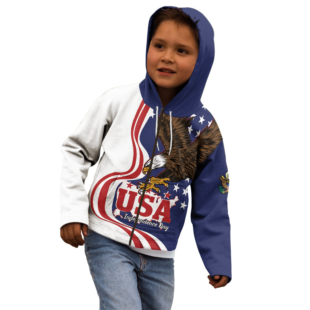 United States Independence Day Kid Hoodie USA Bald Eagle Happy 4th Of July - Wonder Print Shop