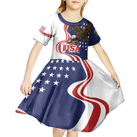 United States Independence Day Kid Short Sleeve Dress USA Bald Eagle Happy 4th Of July - Wonder Print Shop