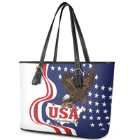 United States Independence Day Leather Tote Bag USA Bald Eagle Happy 4th Of July - Wonder Print Shop