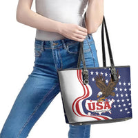 United States Independence Day Leather Tote Bag USA Bald Eagle Happy 4th Of July - Wonder Print Shop