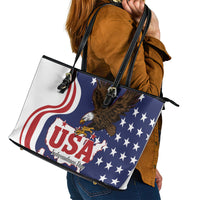 United States Independence Day Leather Tote Bag USA Bald Eagle Happy 4th Of July - Wonder Print Shop