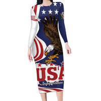 United States Independence Day Long Sleeve Bodycon Dress USA Bald Eagle Happy 4th Of July - Wonder Print Shop