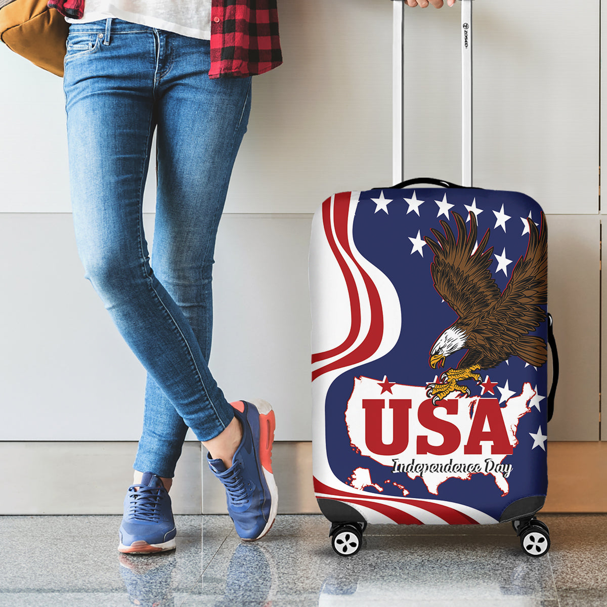United States Independence Day Luggage Cover USA Bald Eagle Happy 4th Of July - Wonder Print Shop