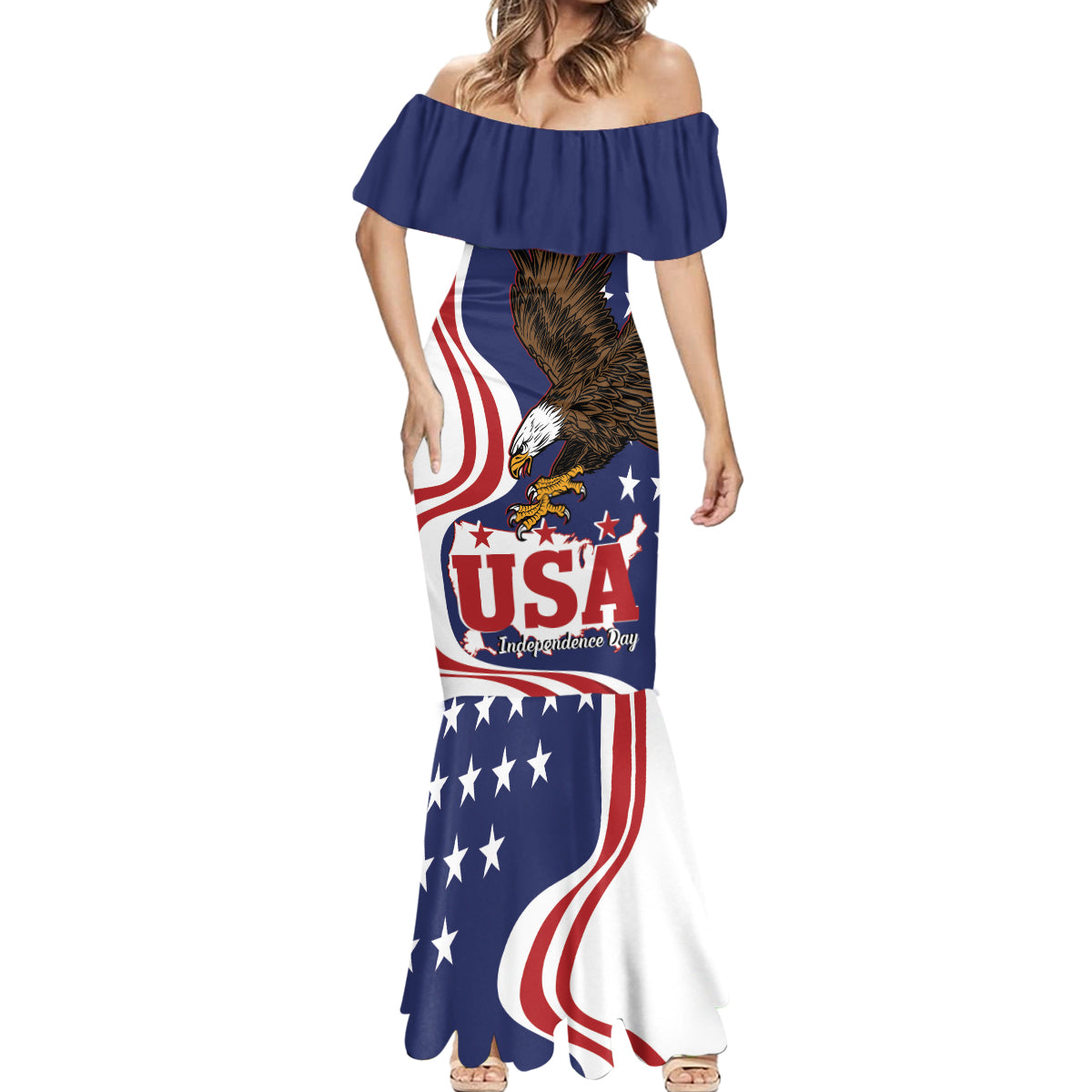 United States Independence Day Mermaid Dress USA Bald Eagle Happy 4th Of July - Wonder Print Shop