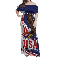 United States Independence Day Off Shoulder Maxi Dress USA Bald Eagle Happy 4th Of July - Wonder Print Shop