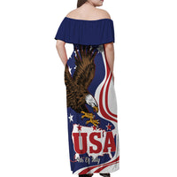 United States Independence Day Off Shoulder Maxi Dress USA Bald Eagle Happy 4th Of July - Wonder Print Shop