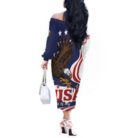 United States Independence Day Off The Shoulder Long Sleeve Dress USA Bald Eagle Happy 4th Of July - Wonder Print Shop