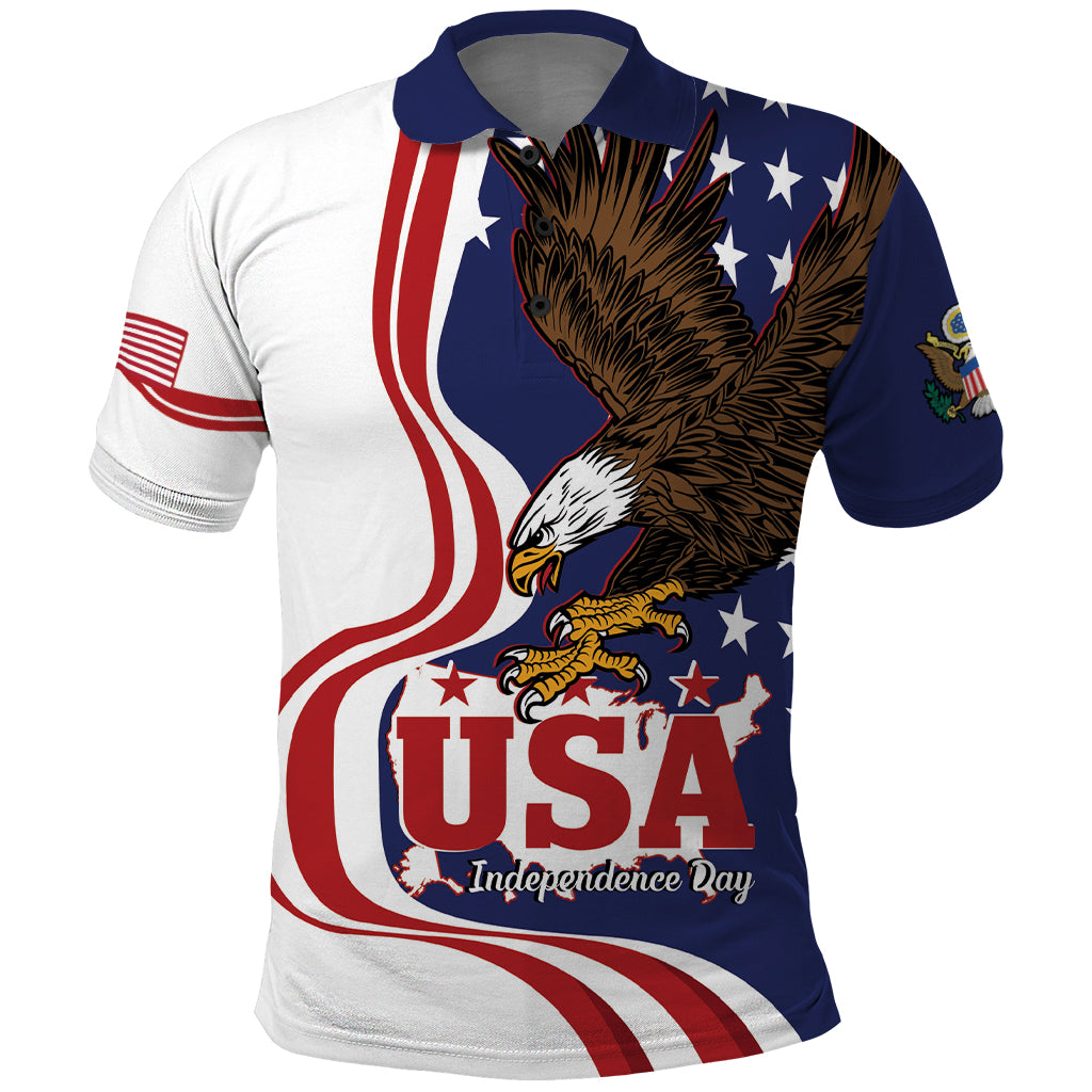 United States Independence Day Polo Shirt USA Bald Eagle Happy 4th Of July