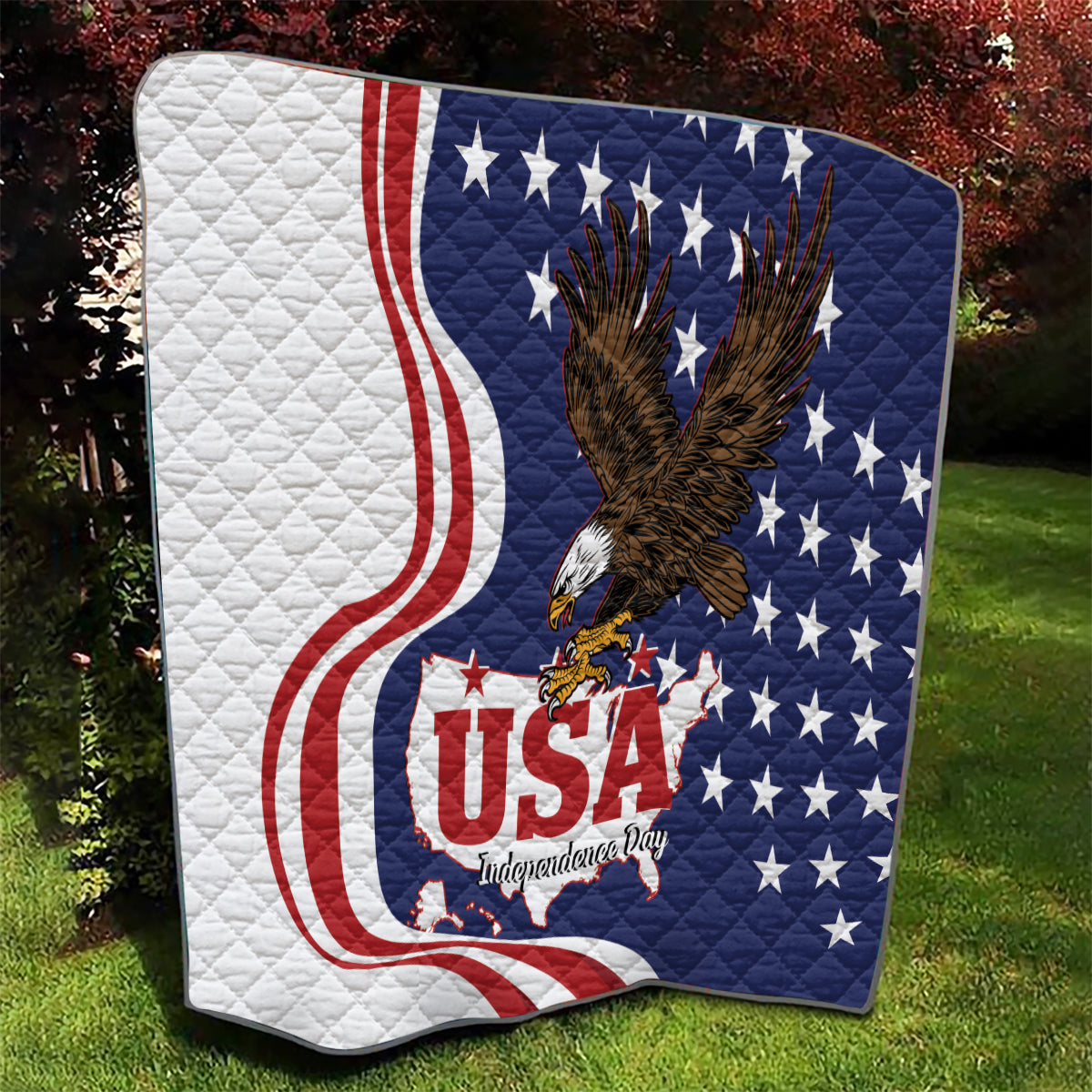 United States Independence Day Quilt USA Bald Eagle Happy 4th Of July - Wonder Print Shop