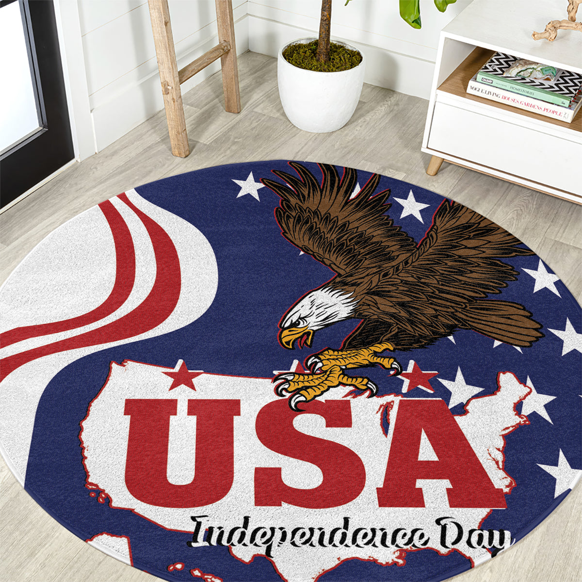 United States Independence Day Round Carpet USA Bald Eagle Happy 4th Of July