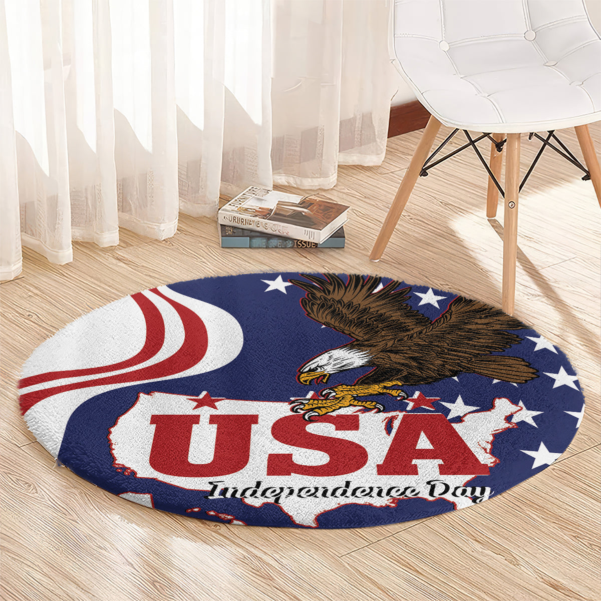 United States Independence Day Round Carpet USA Bald Eagle Happy 4th Of July