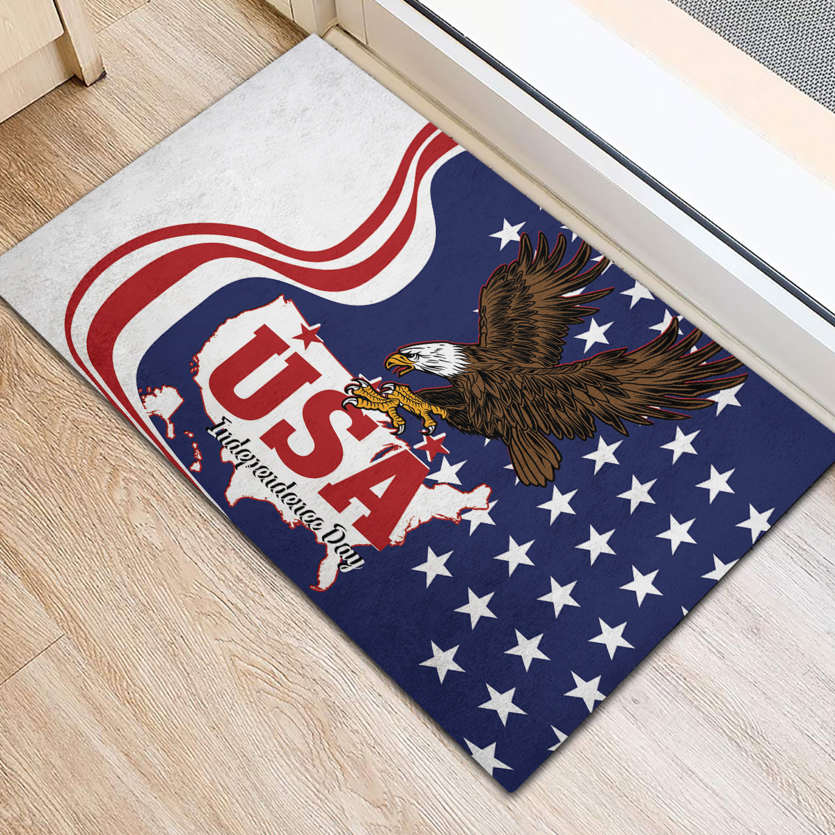 United States Independence Day Rubber Doormat USA Bald Eagle Happy 4th Of July - Wonder Print Shop