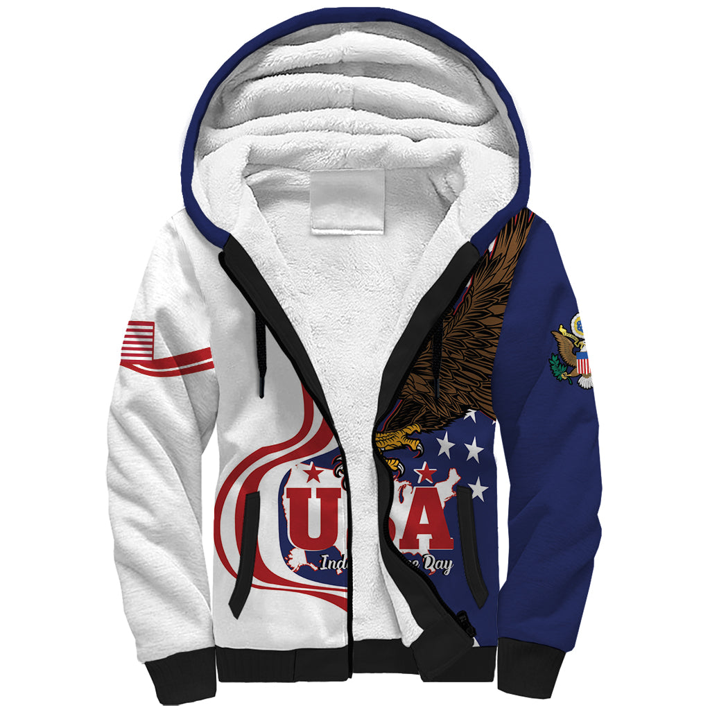United States Independence Day Sherpa Hoodie USA Bald Eagle Happy 4th Of July - Wonder Print Shop