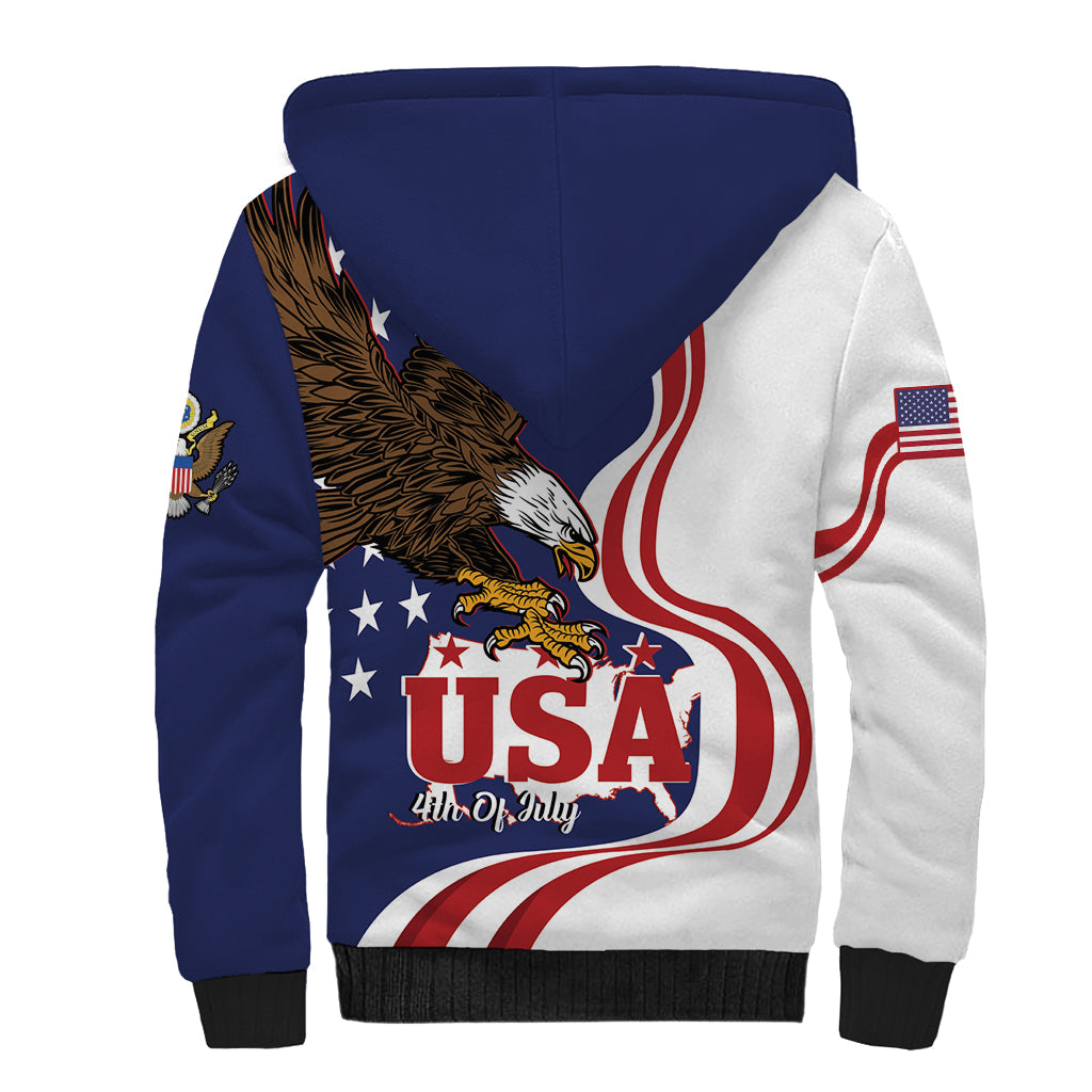 United States Independence Day Sherpa Hoodie USA Bald Eagle Happy 4th Of July - Wonder Print Shop