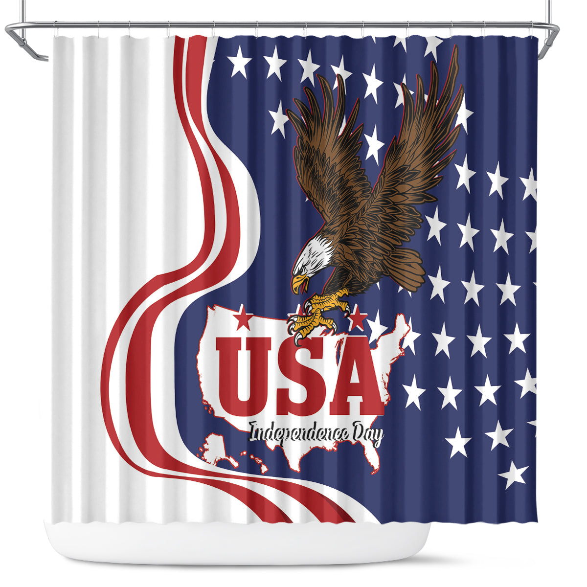 United States Independence Day Shower Curtain USA Bald Eagle Happy 4th Of July