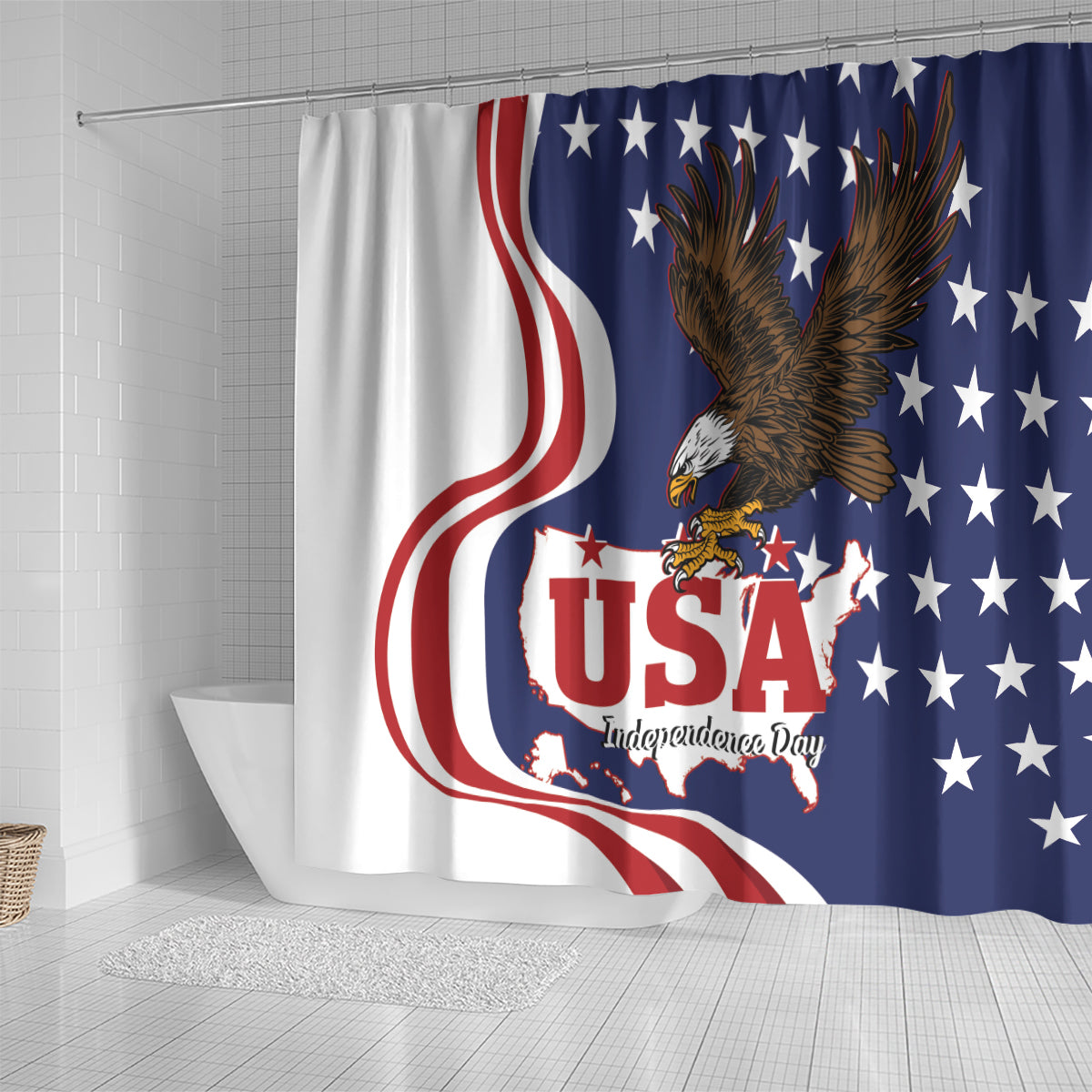 United States Independence Day Shower Curtain USA Bald Eagle Happy 4th Of July