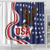 United States Independence Day Shower Curtain USA Bald Eagle Happy 4th Of July