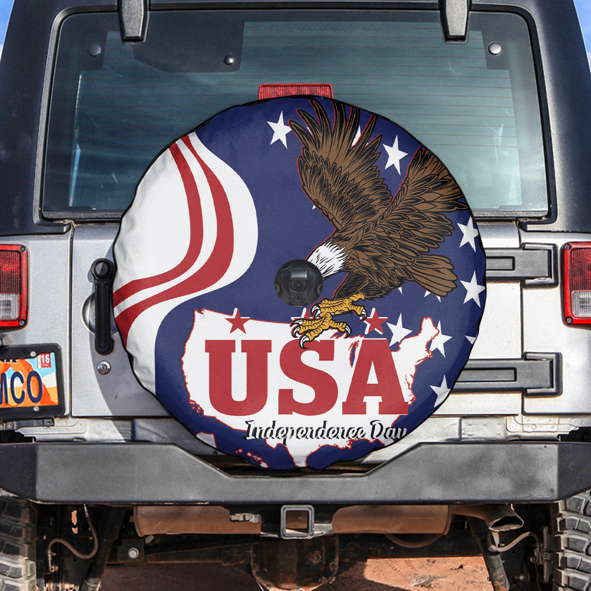 United States Independence Day Spare Tire Cover USA Bald Eagle Happy 4th Of July