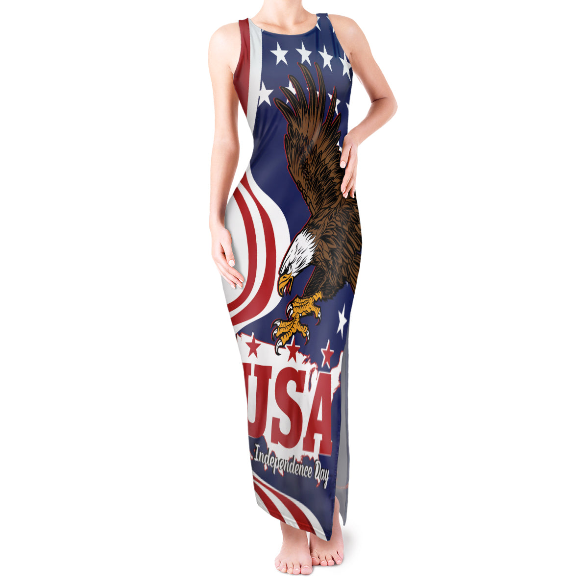 United States Independence Day Tank Maxi Dress USA Bald Eagle Happy 4th Of July - Wonder Print Shop