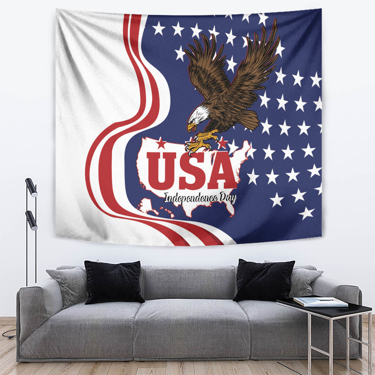 United States Independence Day Tapestry USA Bald Eagle Happy 4th Of July - Wonder Print Shop