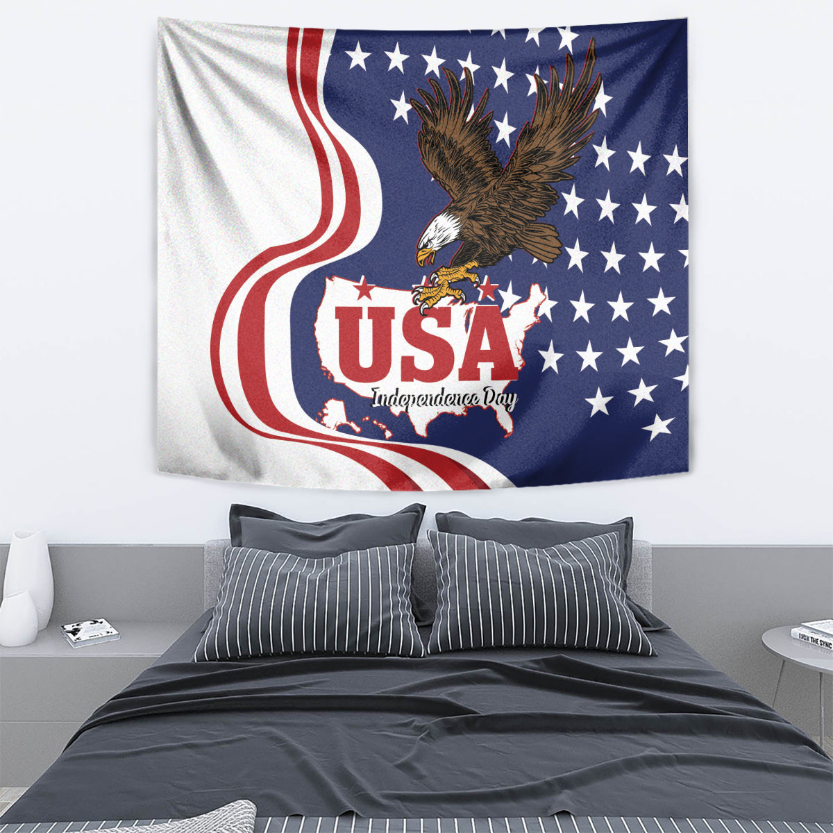 United States Independence Day Tapestry USA Bald Eagle Happy 4th Of July - Wonder Print Shop