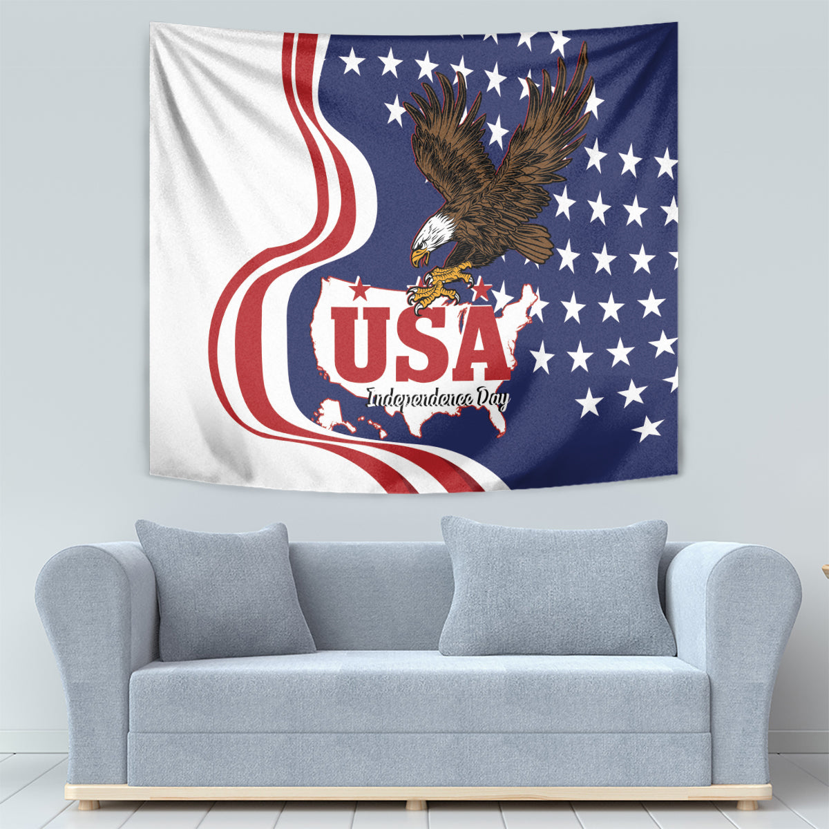 United States Independence Day Tapestry USA Bald Eagle Happy 4th Of July - Wonder Print Shop