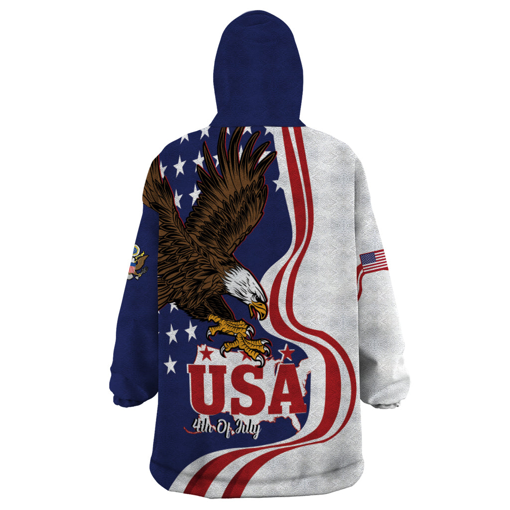 United States Independence Day Wearable Blanket Hoodie USA Bald Eagle Happy 4th Of July - Wonder Print Shop