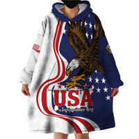 United States Independence Day Wearable Blanket Hoodie USA Bald Eagle Happy 4th Of July - Wonder Print Shop