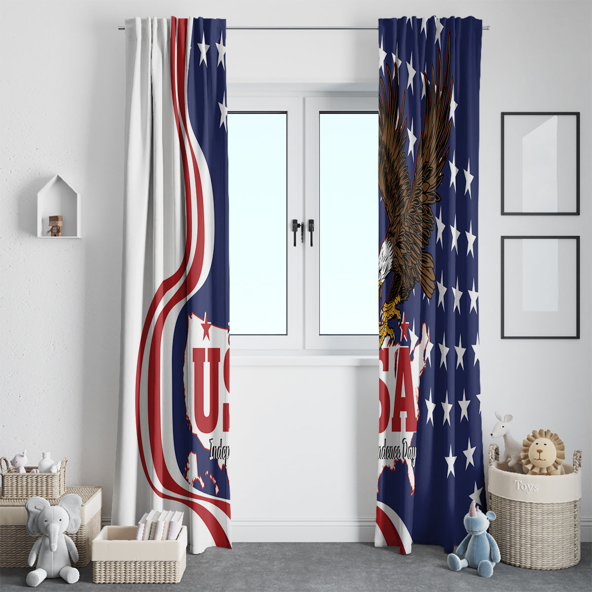 United States Independence Day Window Curtain USA Bald Eagle Happy 4th Of July - Wonder Print Shop