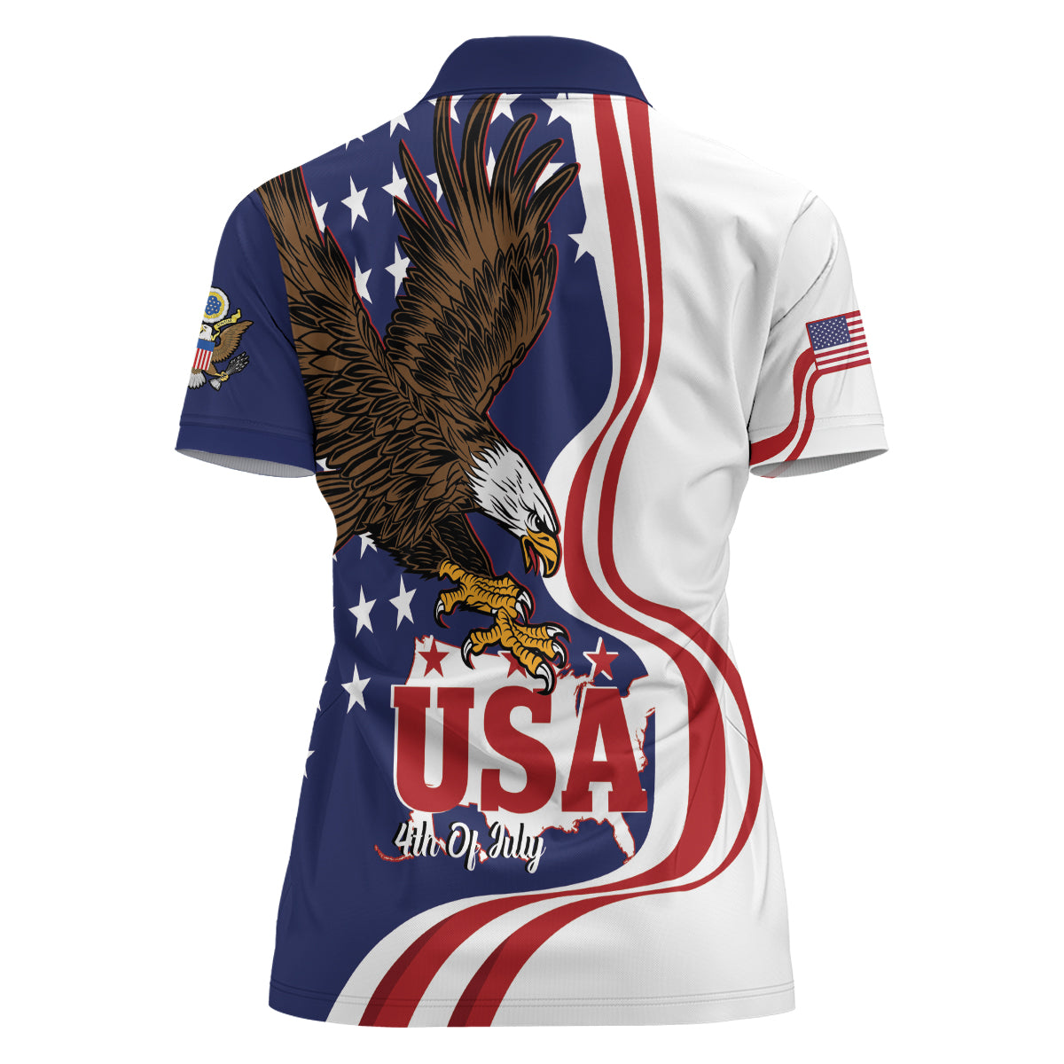 United States Independence Day Women Polo Shirt USA Bald Eagle Happy 4th Of July - Wonder Print Shop