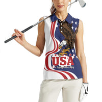 United States Independence Day Women Sleeveless Polo Shirt USA Bald Eagle Happy 4th Of July - Wonder Print Shop
