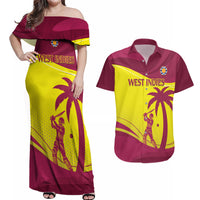 Custom West Indies Cricket Couples Matching Off Shoulder Maxi Dress and Hawaiian Shirt 2024 World Cup Go Windies - Wonder Print Shop